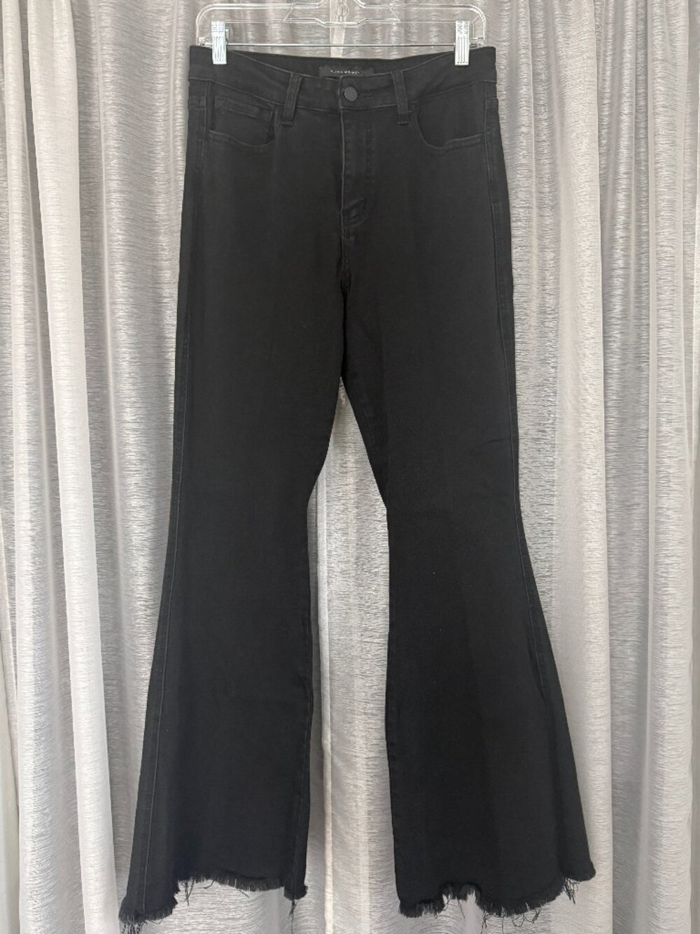 FLYING MONKEY Dramatic Black High-Rise Frayed Fringe Flare Jeans | Size 28 | EUC